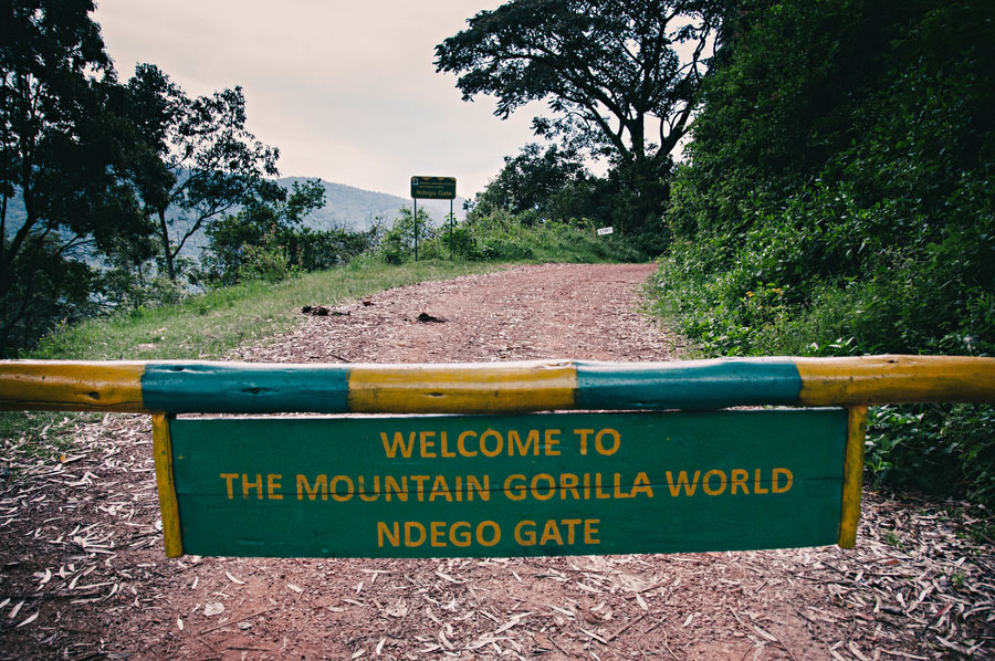 Weathered mountain road through the Ugandan highlands on the way to Bwindi National Park